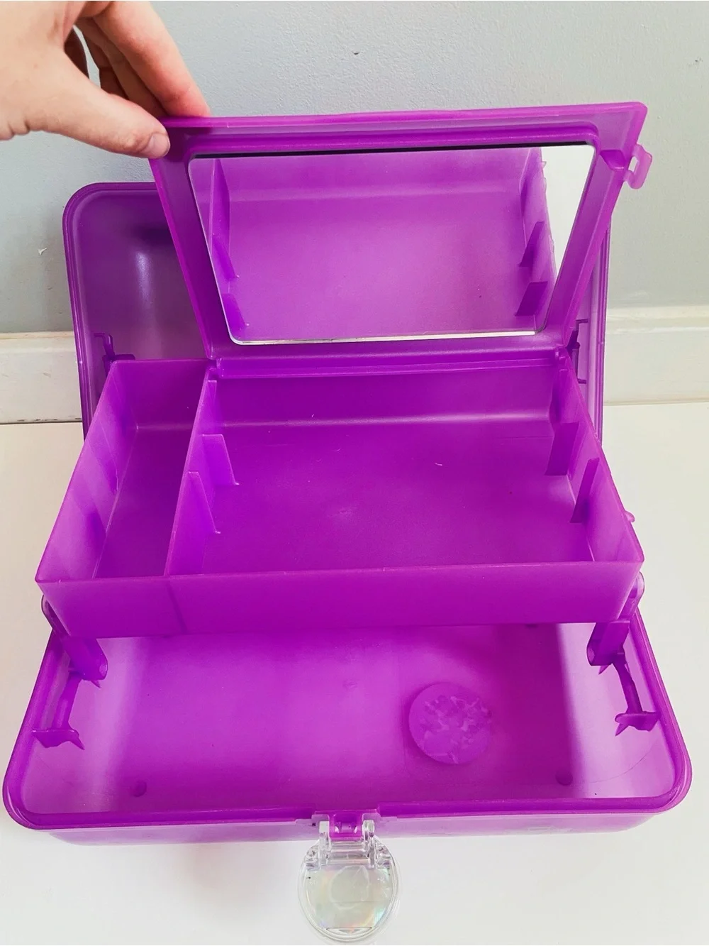 Vintage 90s Retro Caboodles Makeup Case Purple Shimmer Organizer Box Mirror USA